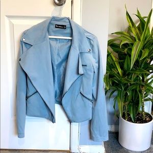 Blue faux suede jacket